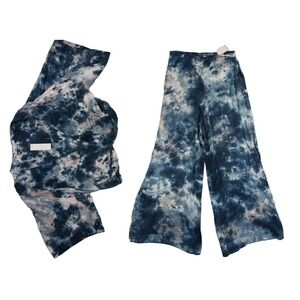 NWT Young Fabulous & Broke Women's Size Medium Blue Tie Dye 2PC Pant Set